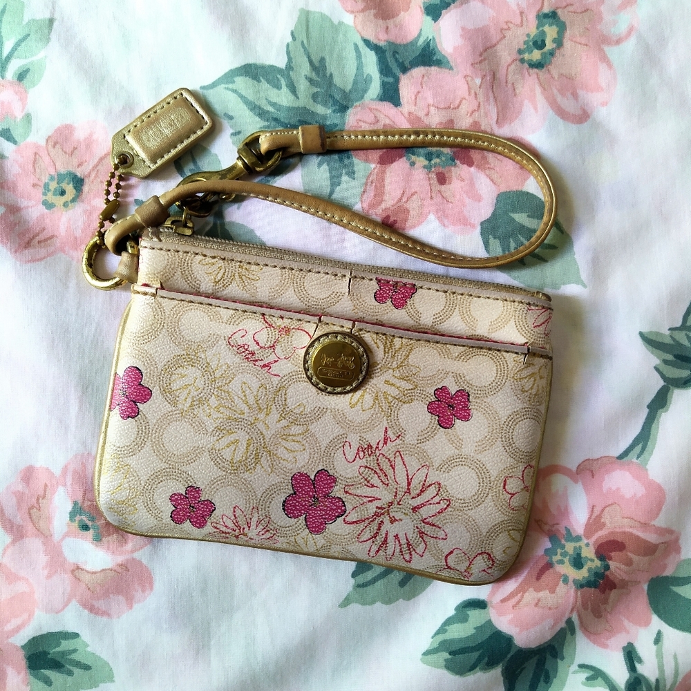 Coach Waverly Blossom Flower Wristlet Wallet
